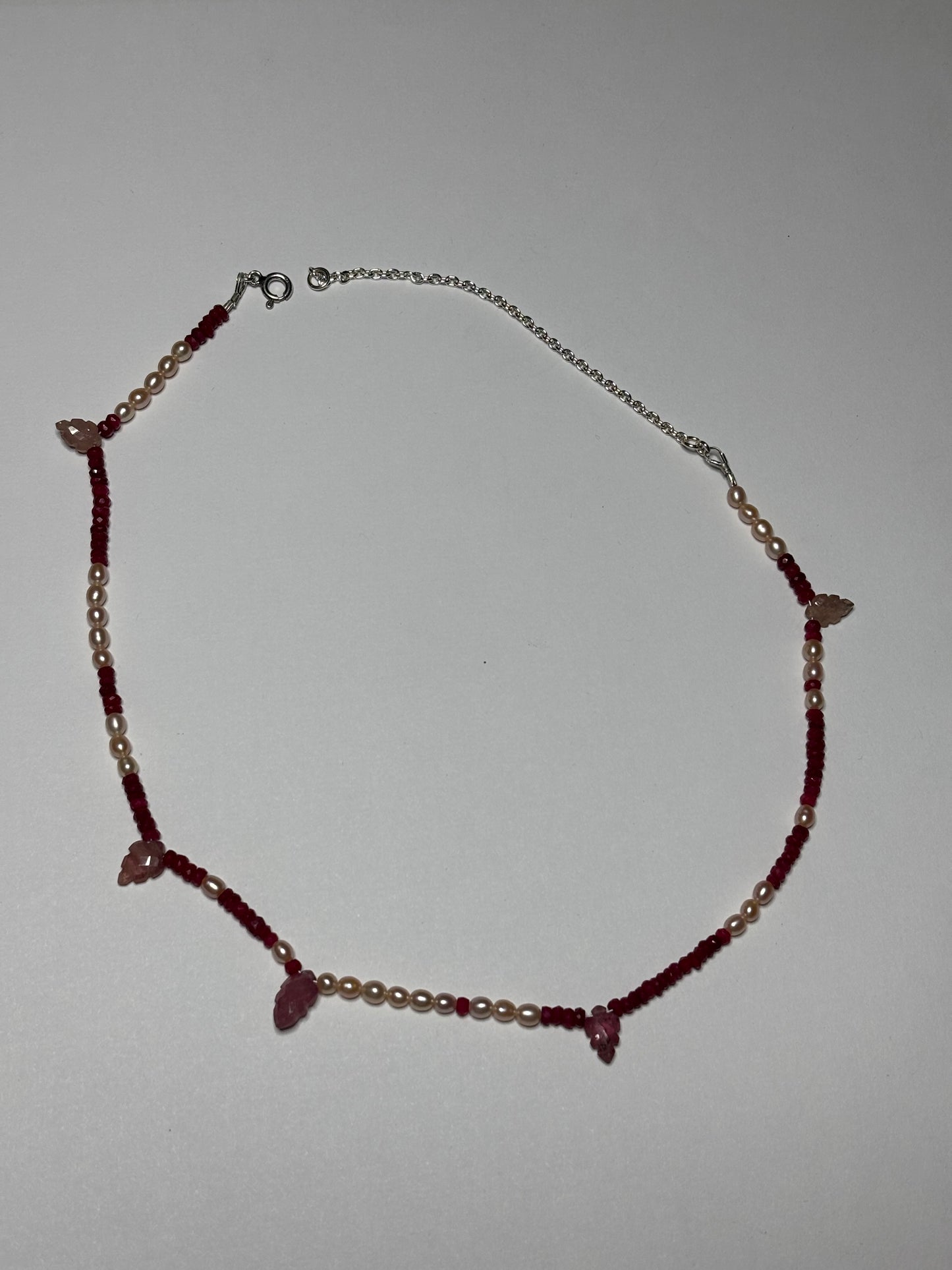 Arrowhead Ruby and pearl necklace