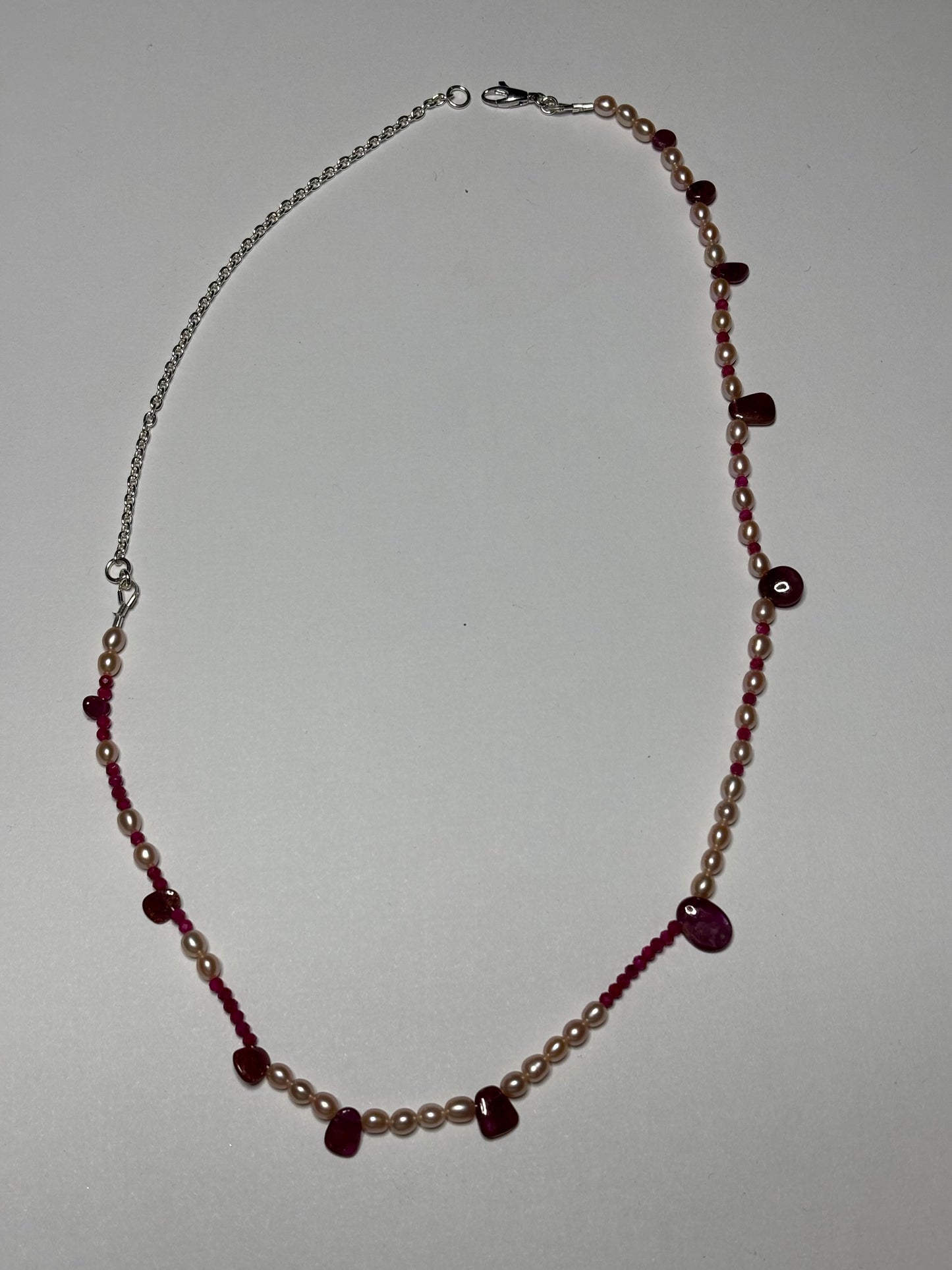 Soft Ruby and pearl necklace