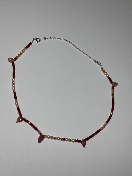 Arrowhead Ruby and pearl necklace